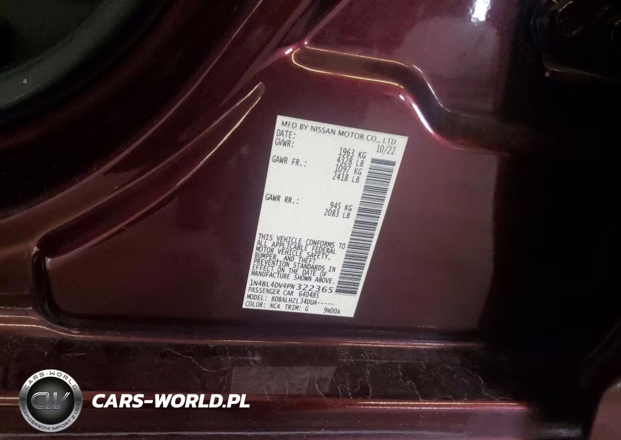 2023 Niss Altima 2.5 Sv VIN:1N4BL4DV4PN322365 - 13