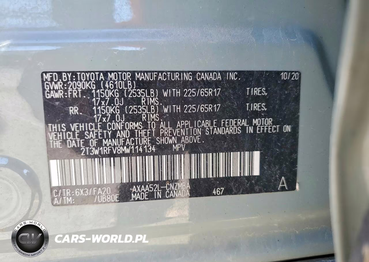 2021 Toyota Rav4 VIN:2T3W1RFV8MW114134 - 12