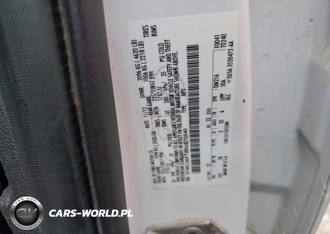 2013 Ford Escape S VIN:1FMCU0F72DUB70540 - 12