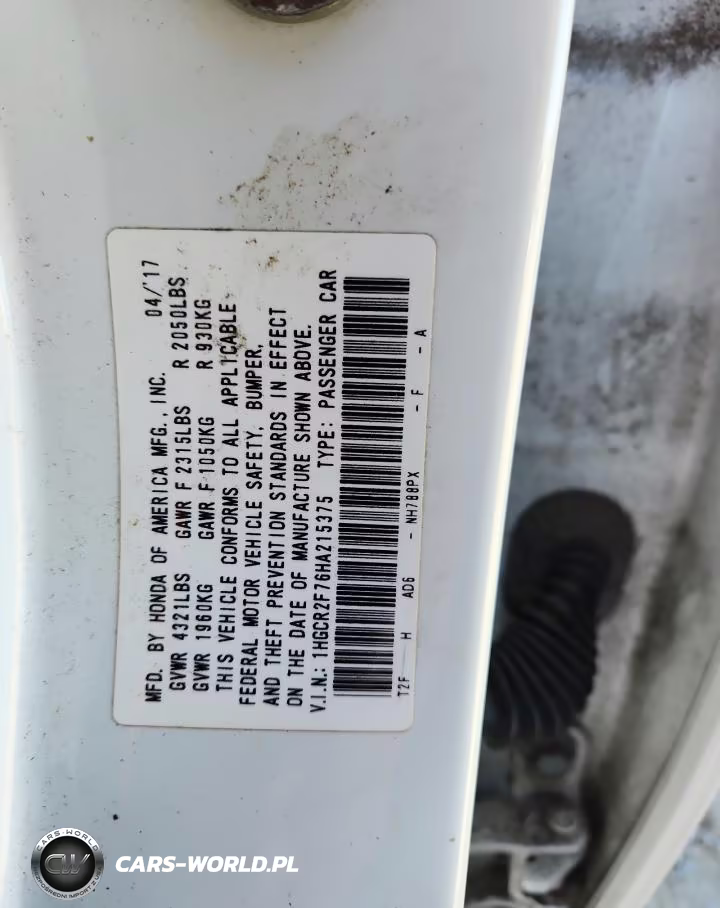 2017 Honda Accord Ex VIN:1HGCR2F76HA215375 - 12