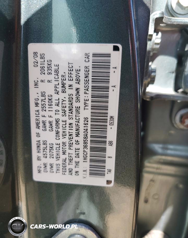 2008 Honda Accord Exl VIN:1HGCP36858A041626 - 13