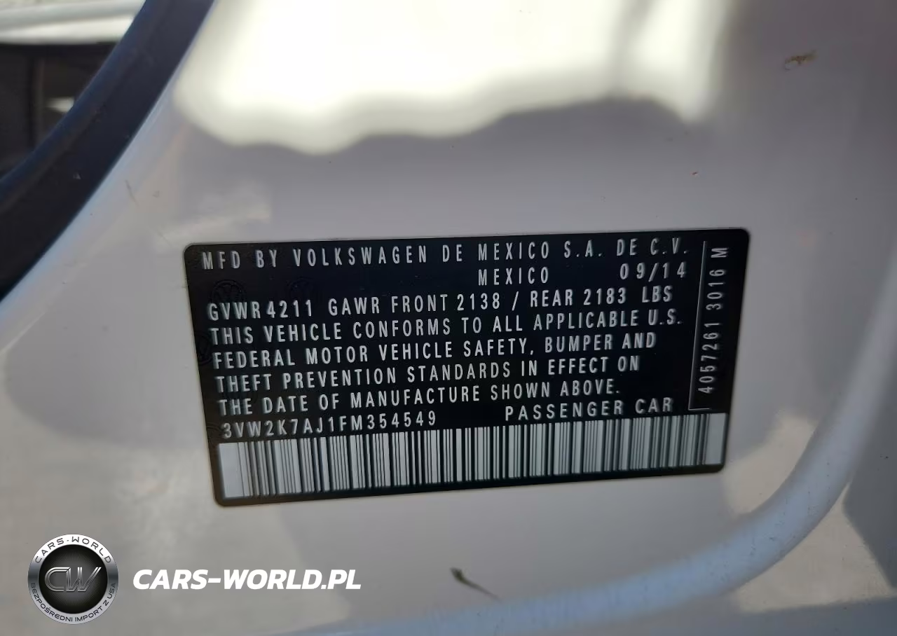 2015 Volkswagen Jetta Base VIN:3VW2K7AJ1FM354549 - 12
