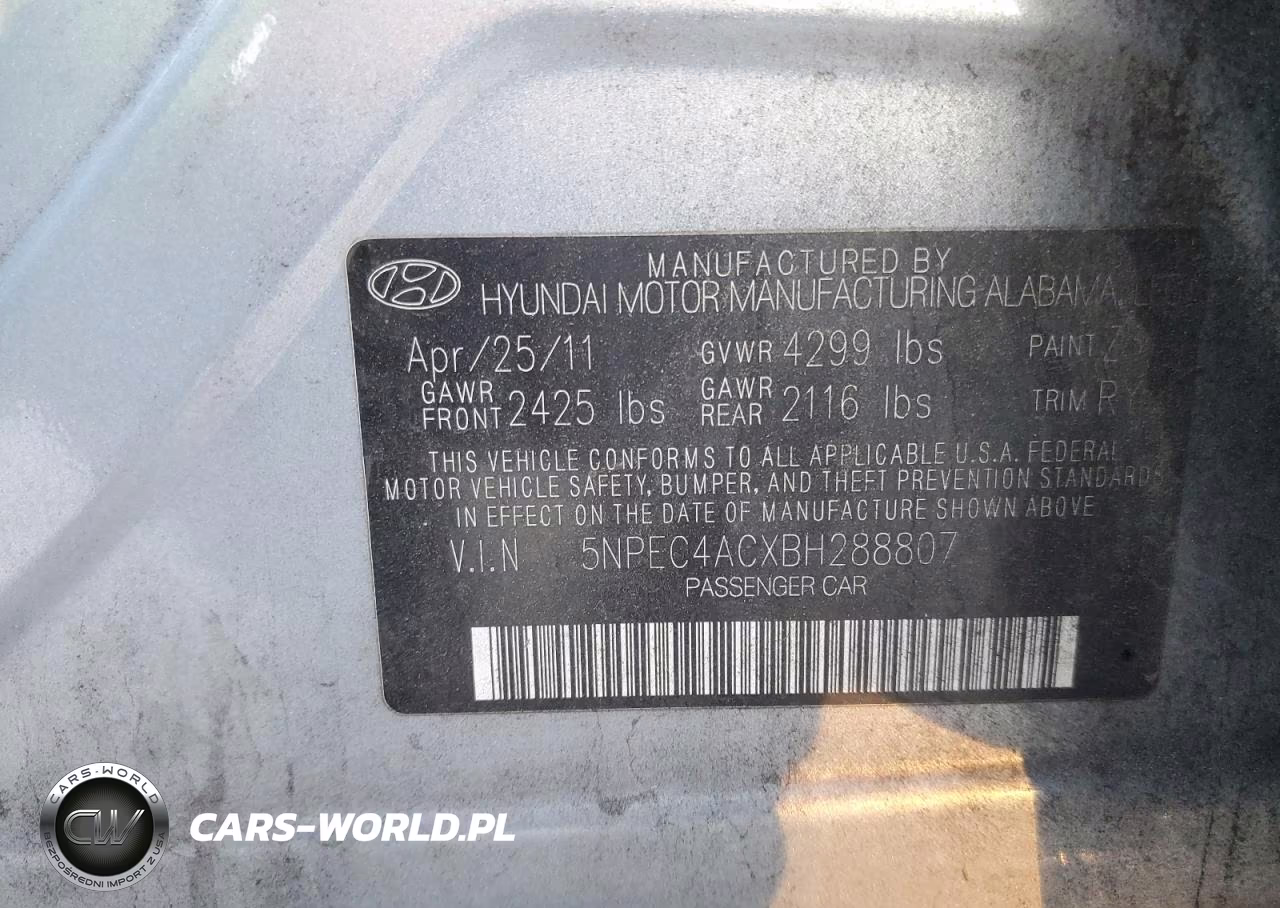 2011 Hyundai Sonata Se VIN:5NPEC4ACXBH288807 - 13