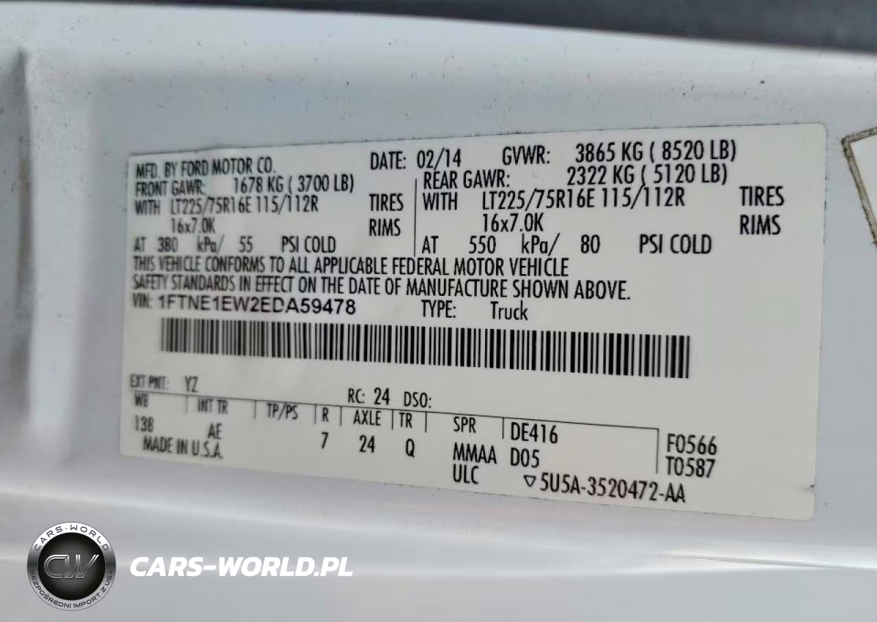 2014 Ford E150 Utility - Service Van VIN:1FTNE1EW2EDA59478 - 12