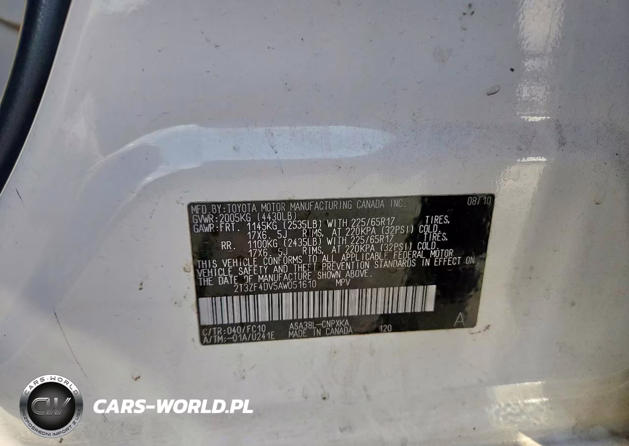 2010 Toyota Rav4 Base VIN:2T3ZF4DV5AW051610 - 13
