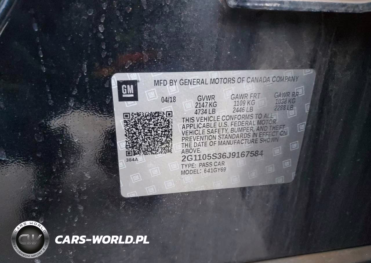 2018 Chevrolet Impala Lt VIN:2G1105S36J9167584 - 12