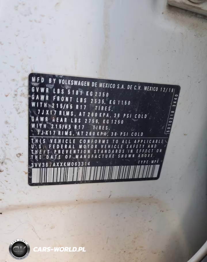 2019 Volkswagen Tiguan Se VIN:3VV3B7AXXKM063314 - 13