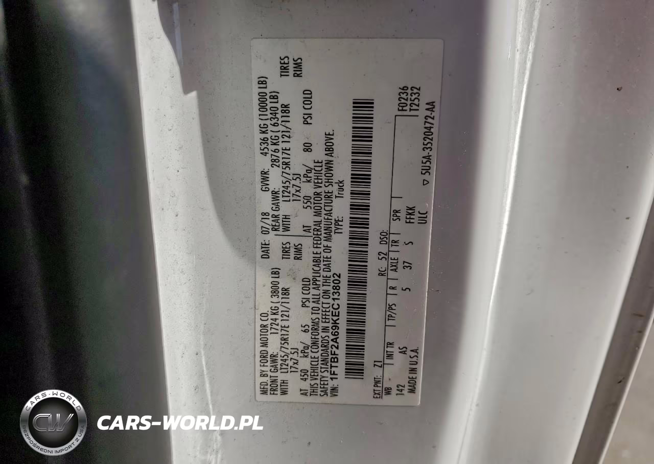 2019 Ford F250 Super Duty VIN:1FTBF2A69KEC13802 - 12