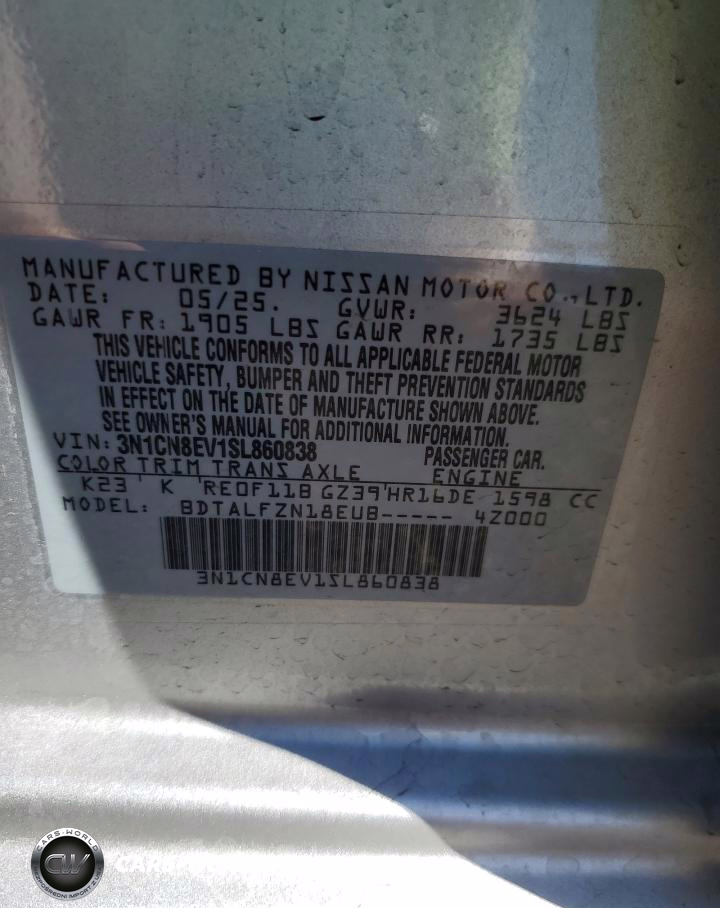 2025 Nissan Versa Sv VIN:3N1CN8EV1SL860838 - 13