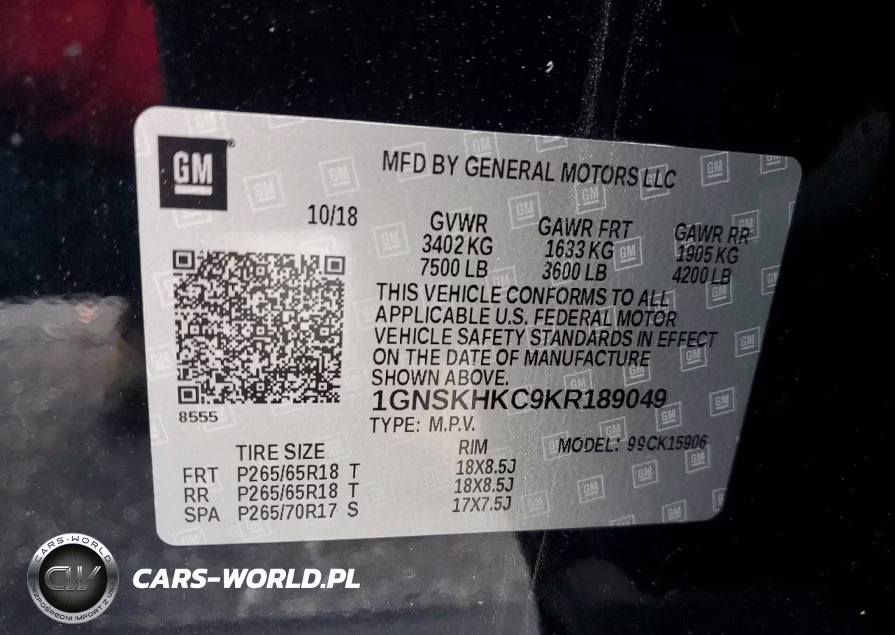 2019 Chevrolet Suburban K1500 Lt VIN:1GNSKHKC9KR189049 - 13
