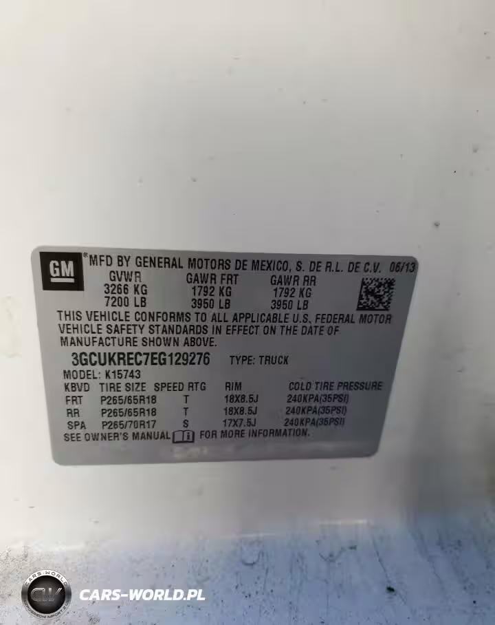 2014 Chev Silv1500 4Wd VIN:3GCUKREC7EG129276 - 13