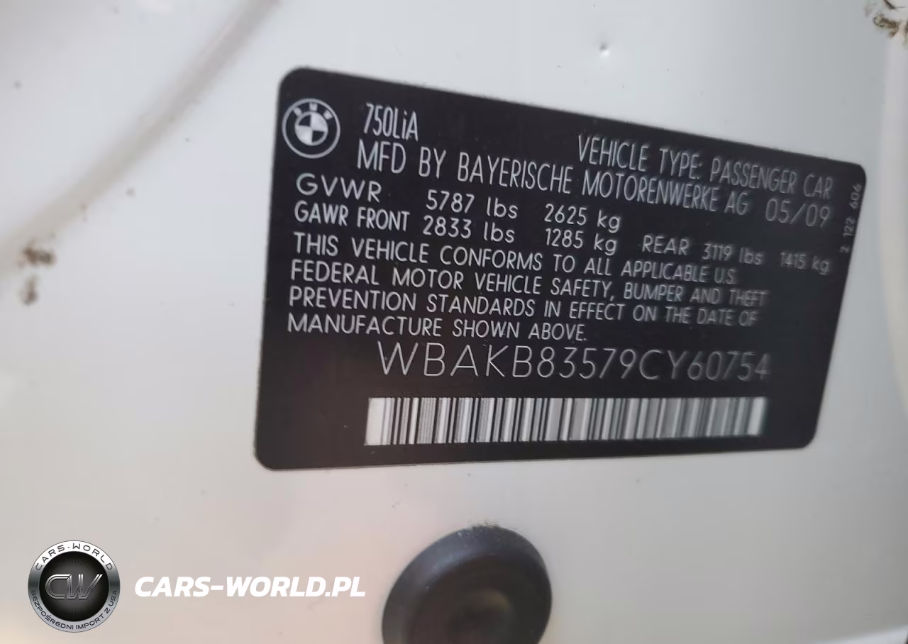 2009 BMW 750 Li VIN:WBAKB83579CY60754 - 12