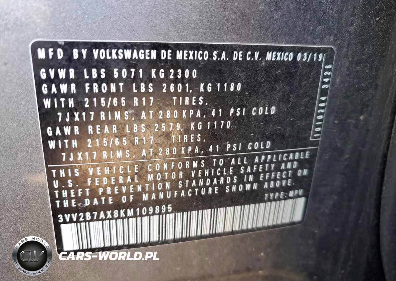 2019 Volkswagen Tiguan Se VIN:3VV2B7AX8KM109895 - 13