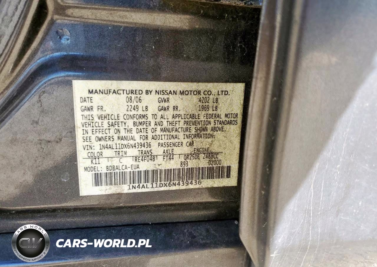 2006 Nissan Altima S VIN:1N4AL11DX6N439436 - 13