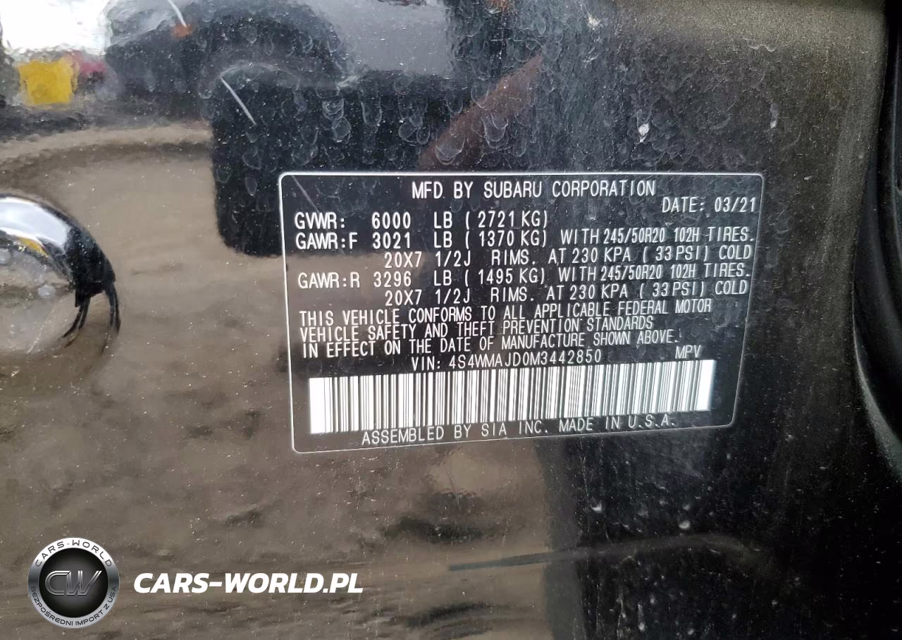 2021 Subaru Ascent Limited VIN:4S4WMAJD0M3442850 - 13
