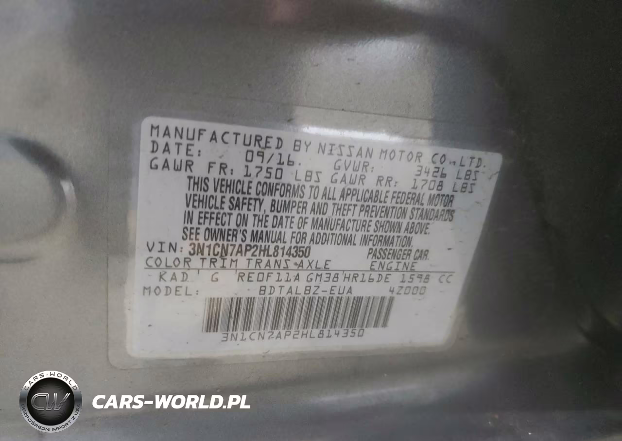 2017 Nissan Versa 1.6 Sv VIN:3N1CN7AP2HL814350 - 13