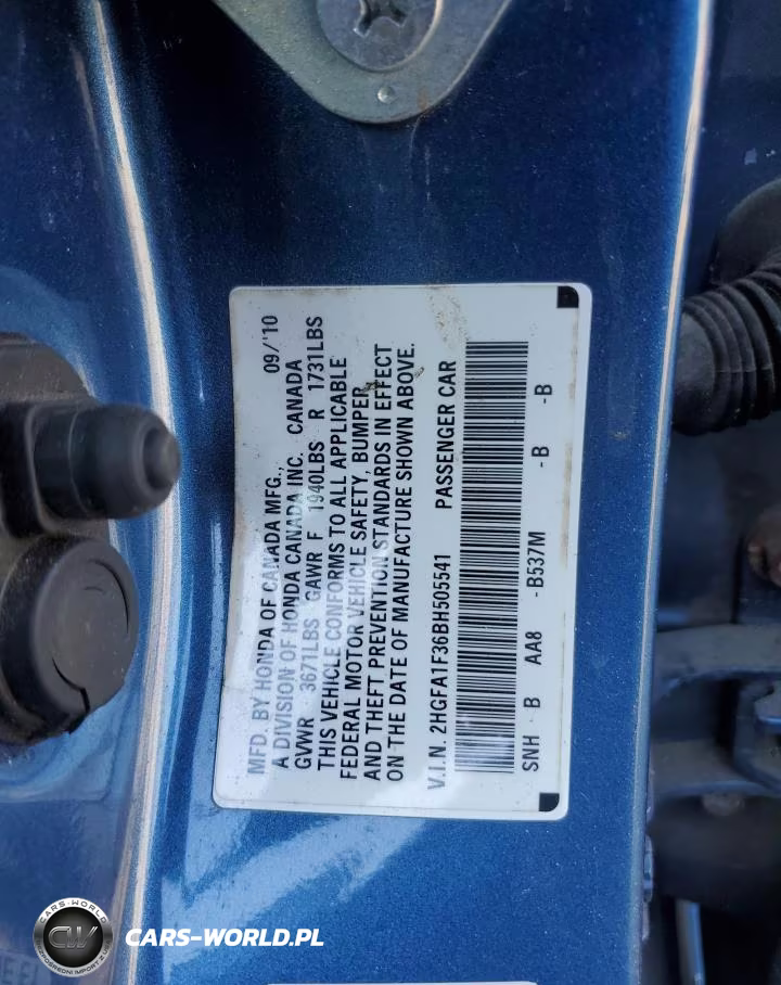 2011 Honda Civic Vp VIN:2HGFA1F36BH505541 - 12