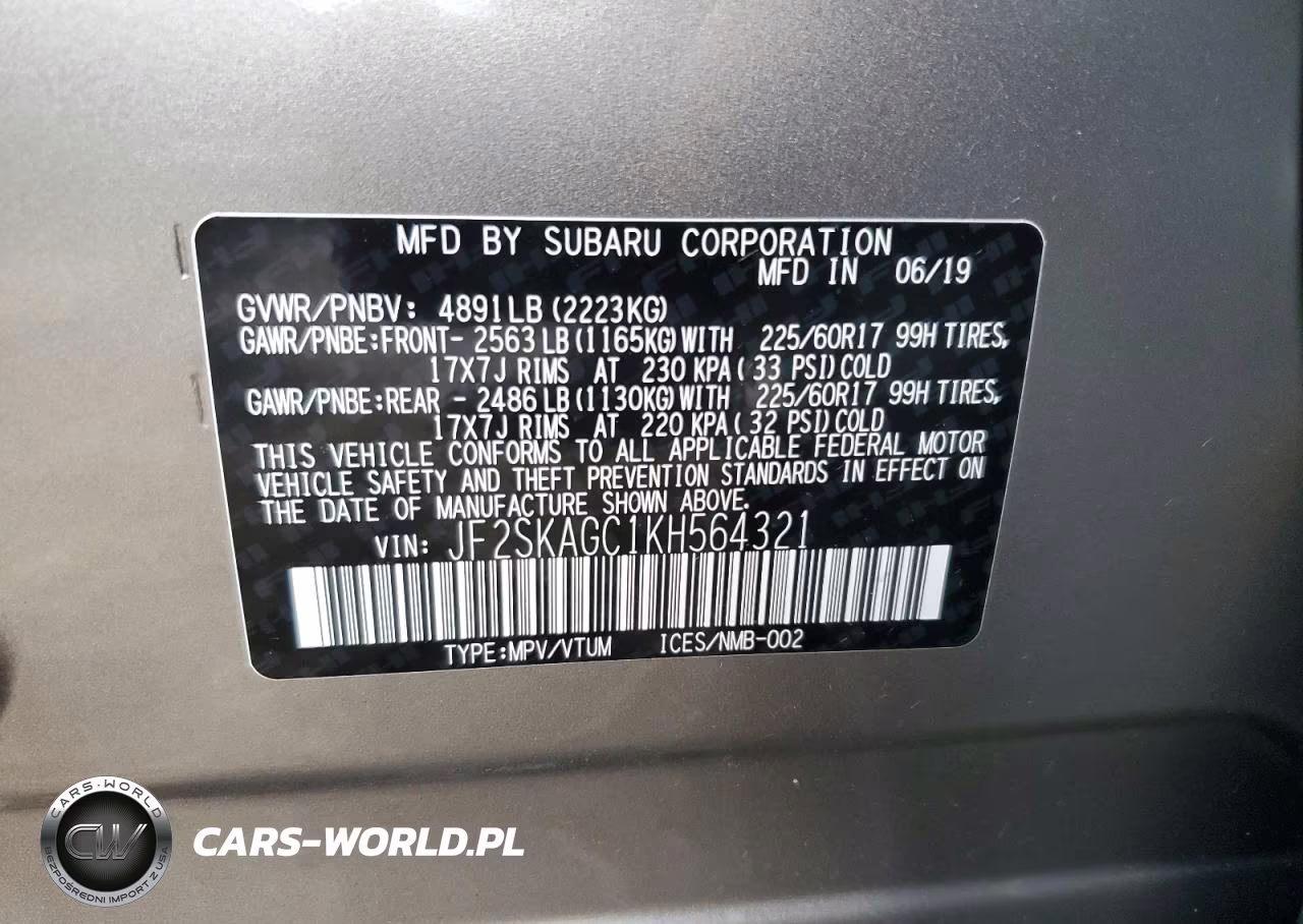 2019 Subaru Forester Premium VIN:JF2SKAGC1KH564321 - 13