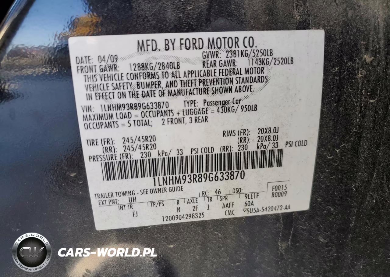 2009 Lincoln Mks VIN:1LNHM93R89G633870 - 12