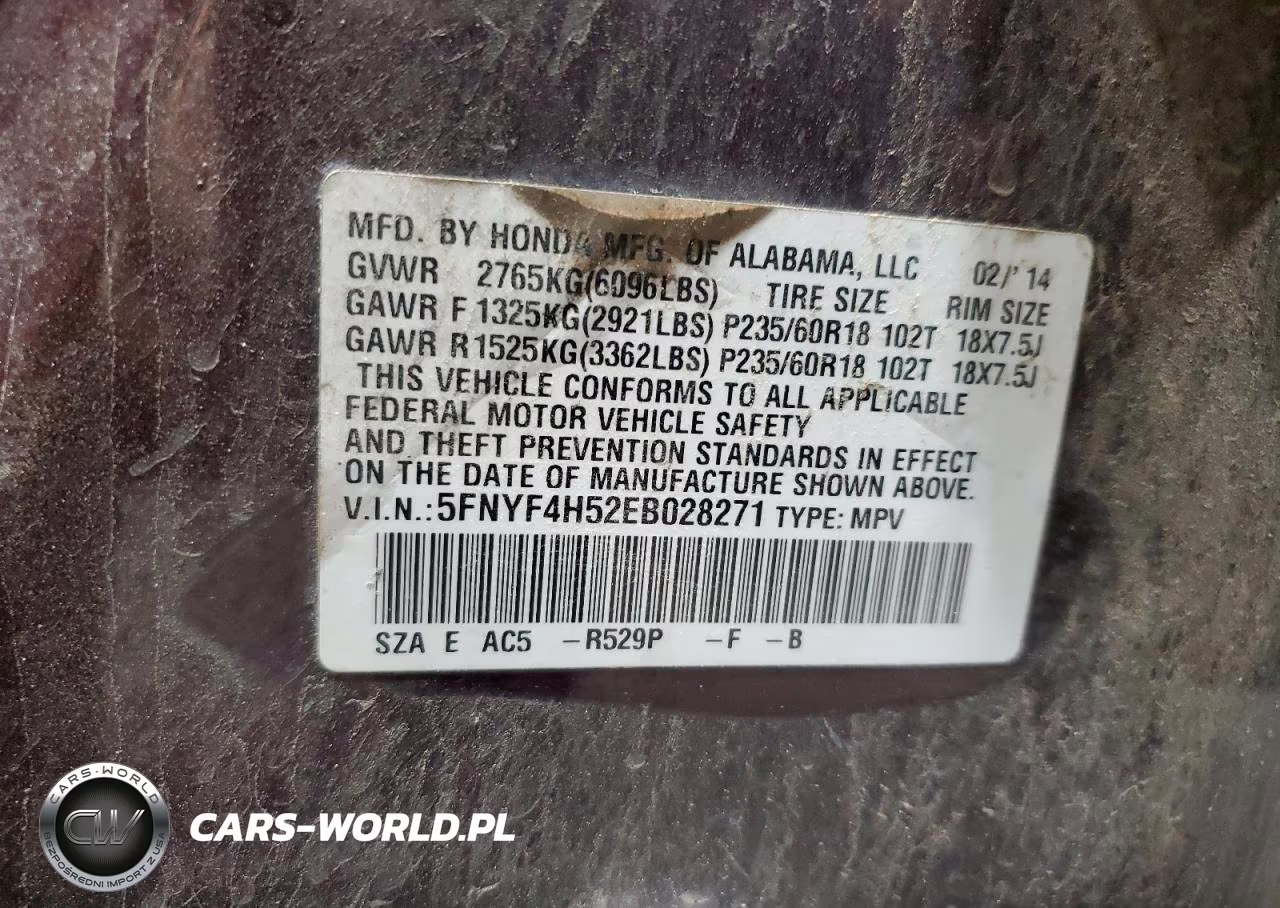 2014 Honda Pilot Exl VIN:5FNYF4H52EB028271 - 13