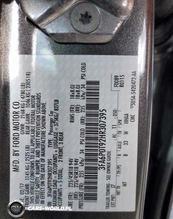 2017 Ford Fusion Se VIN:3FA6P0T92HR307395 - 12