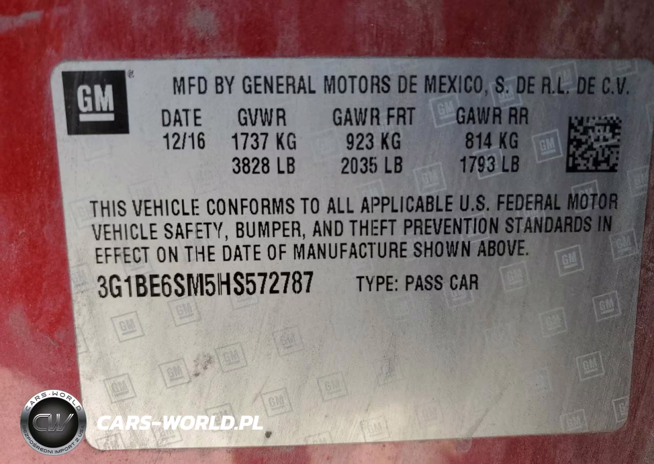 2017 Chevrolet Cruze Lt VIN:3G1BE6SM5HS572787 - 13