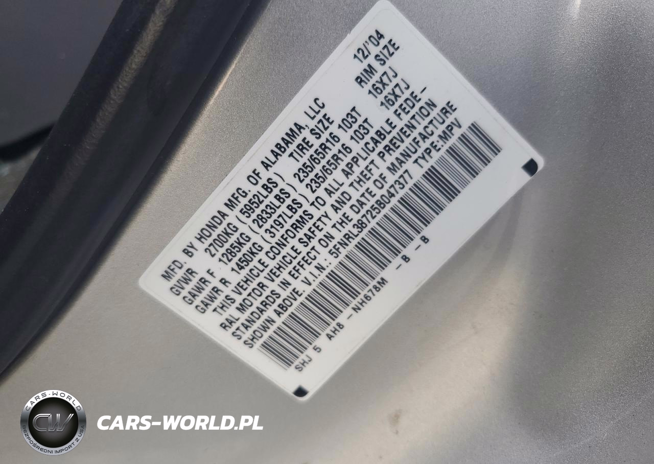 2005 Honda Odyssey Exl VIN:5FNRL38725B047377 - 13