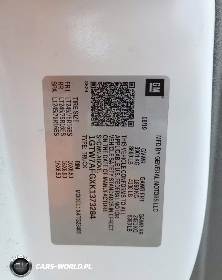 2019 GMC Savana G2500 Delivery Van VIN:1GTW7AFGXK1373284 - 13
