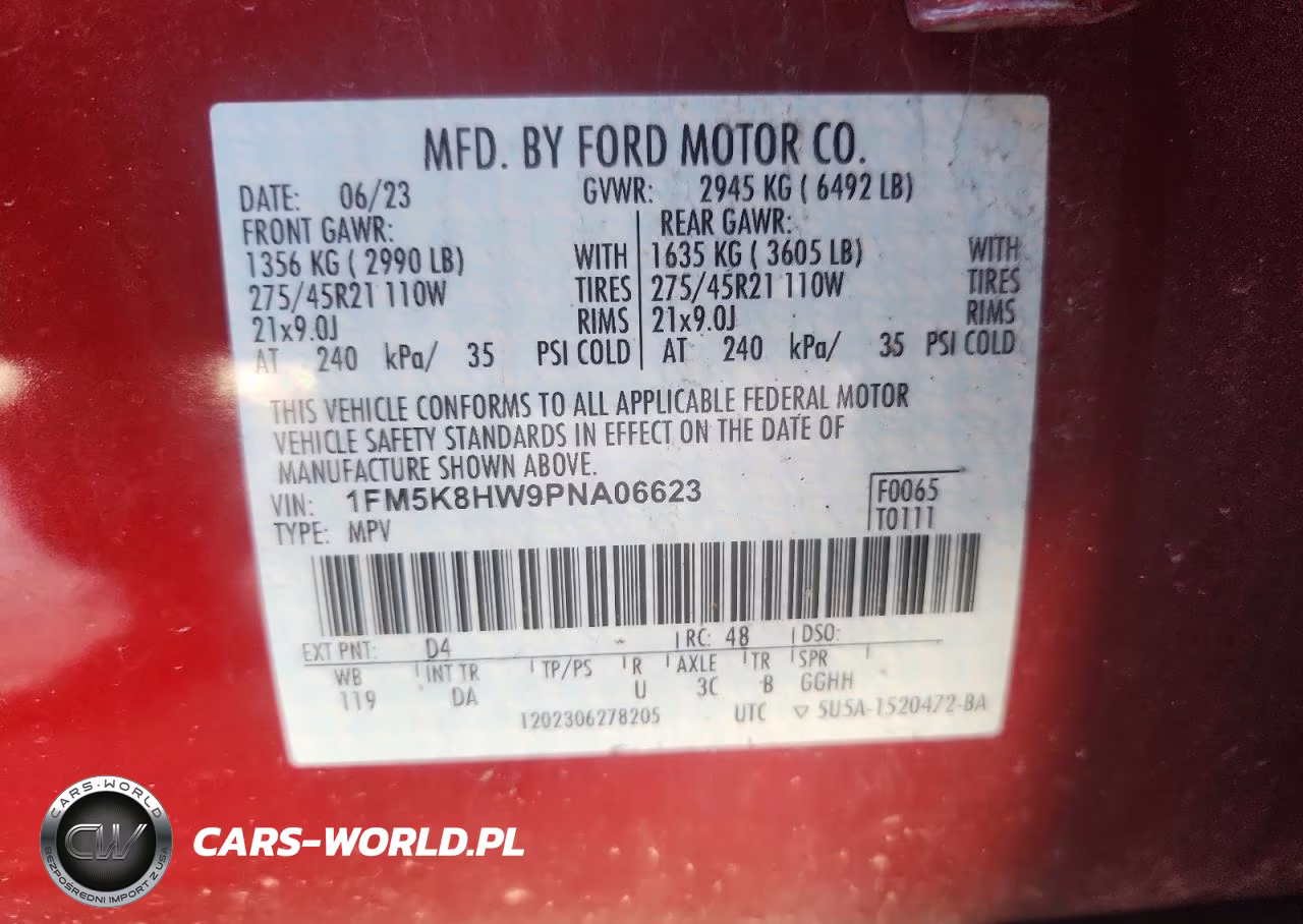2023 Ford Explorer Platinum VIN:1FM5K8HW9PNA06623 - 13