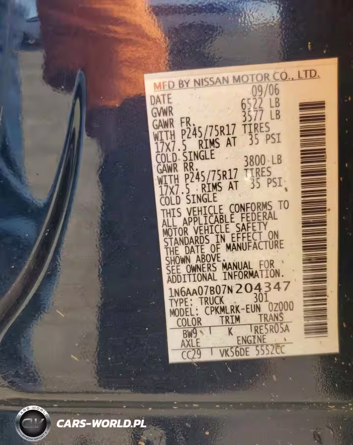 2007 Nissan Titan Xe VIN:1N6AA07B07N204347 - 12