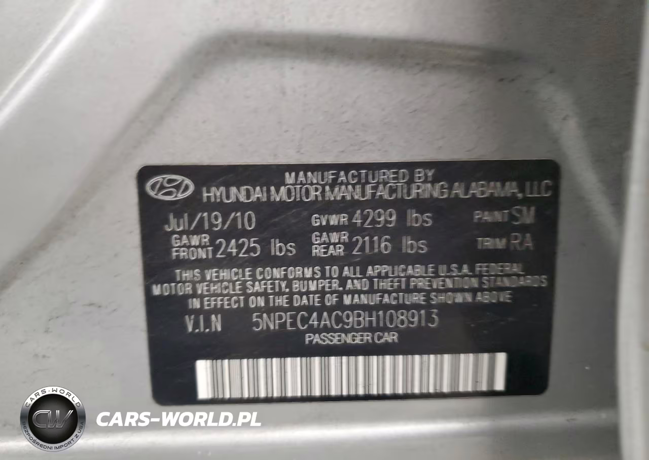 2011 Hyundai Sonata Se VIN:5NPEC4AC9BH108913 - 13