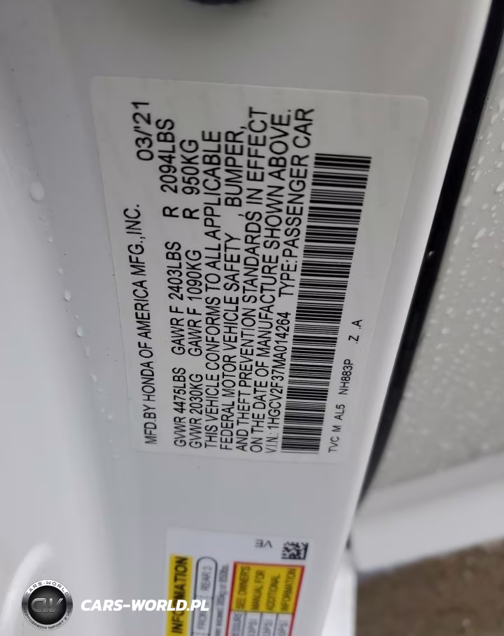2021 Honda Accord Sport VIN:1HGCV2F37MA014264 - 12