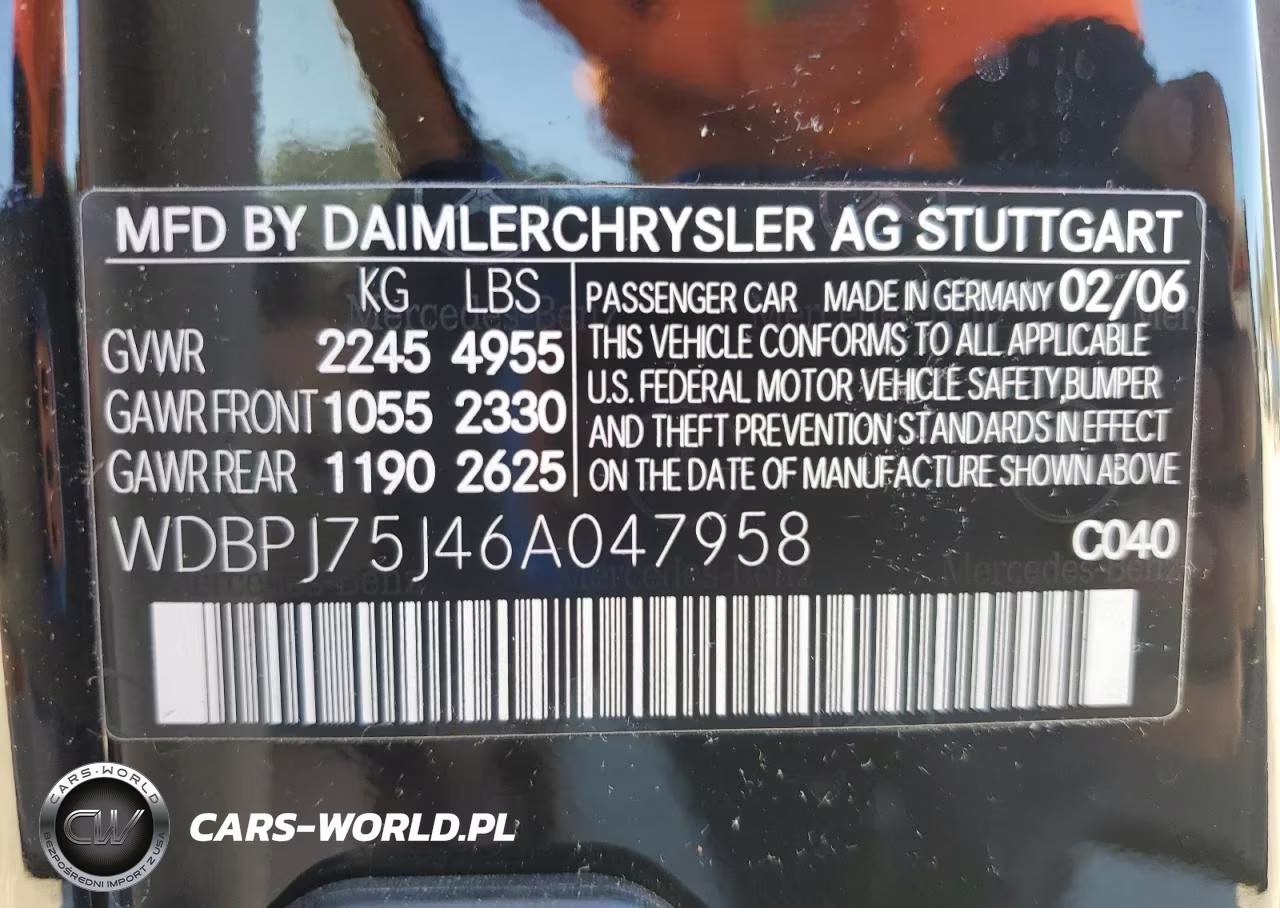 2006 Mercedes Benz Cl 500 VIN:WDBPJ75J46A047958 - 12