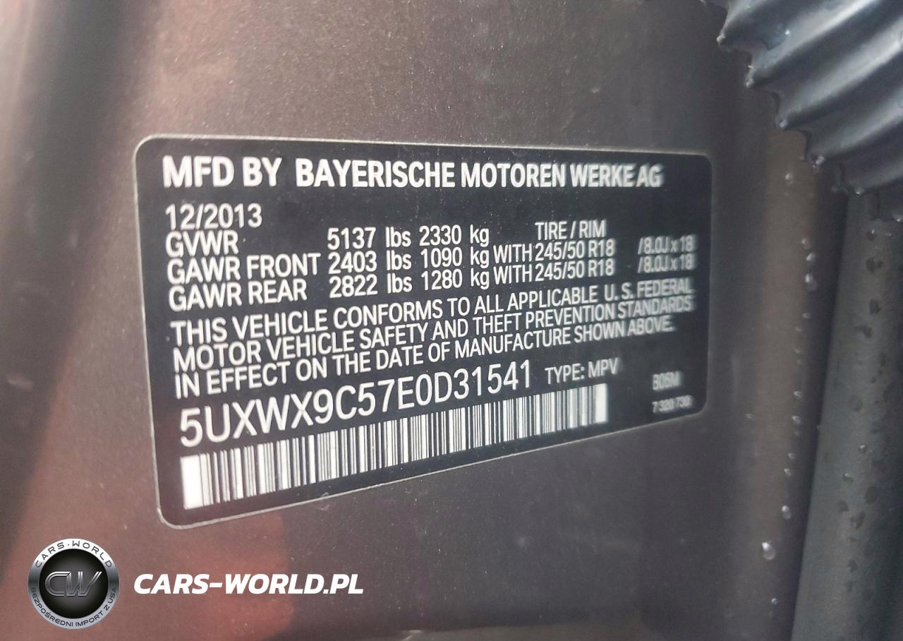 2014 BMW X3 xDrive28I VIN:5UXWX9C57E0D31541 - 13
