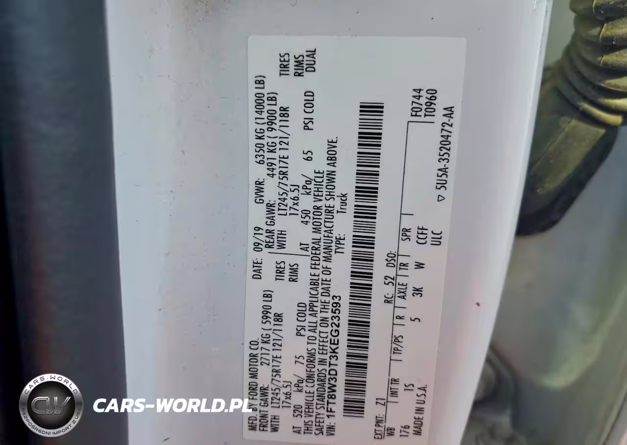 2019 Ford F350 Super Duty VIN:1FT8W3DT3KEG23593 - 13