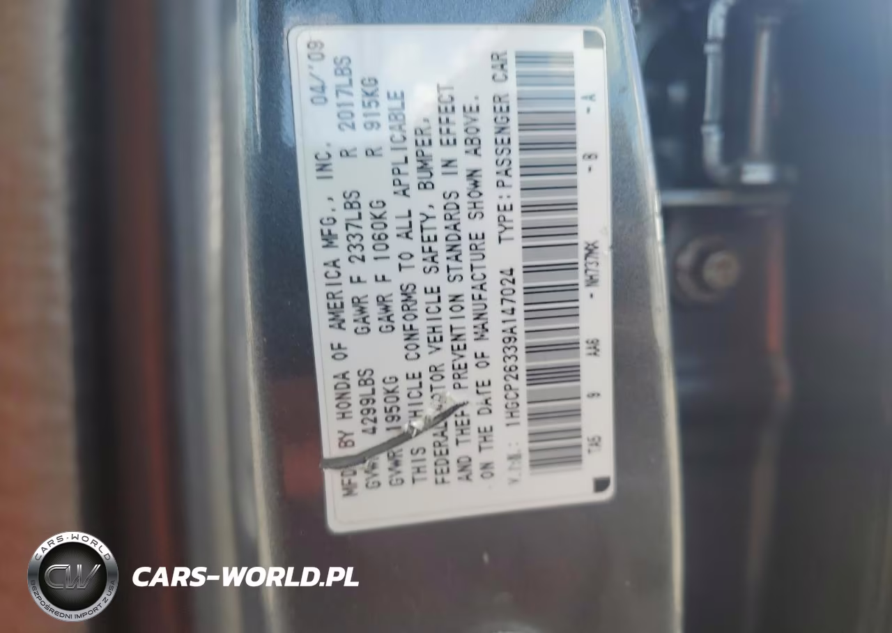 2009 Honda Accord Lx VIN:1HGCP26339A147024 - 12