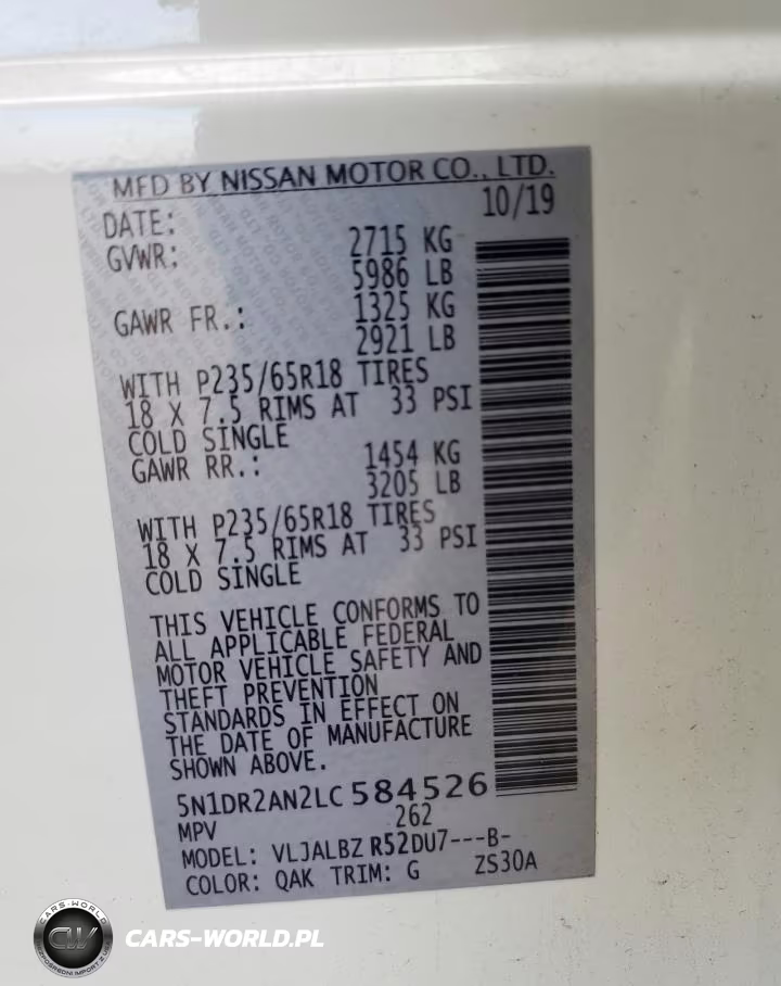 2020 Nissan Pathfinder S VIN:5N1DR2AN2LC584526 - 13