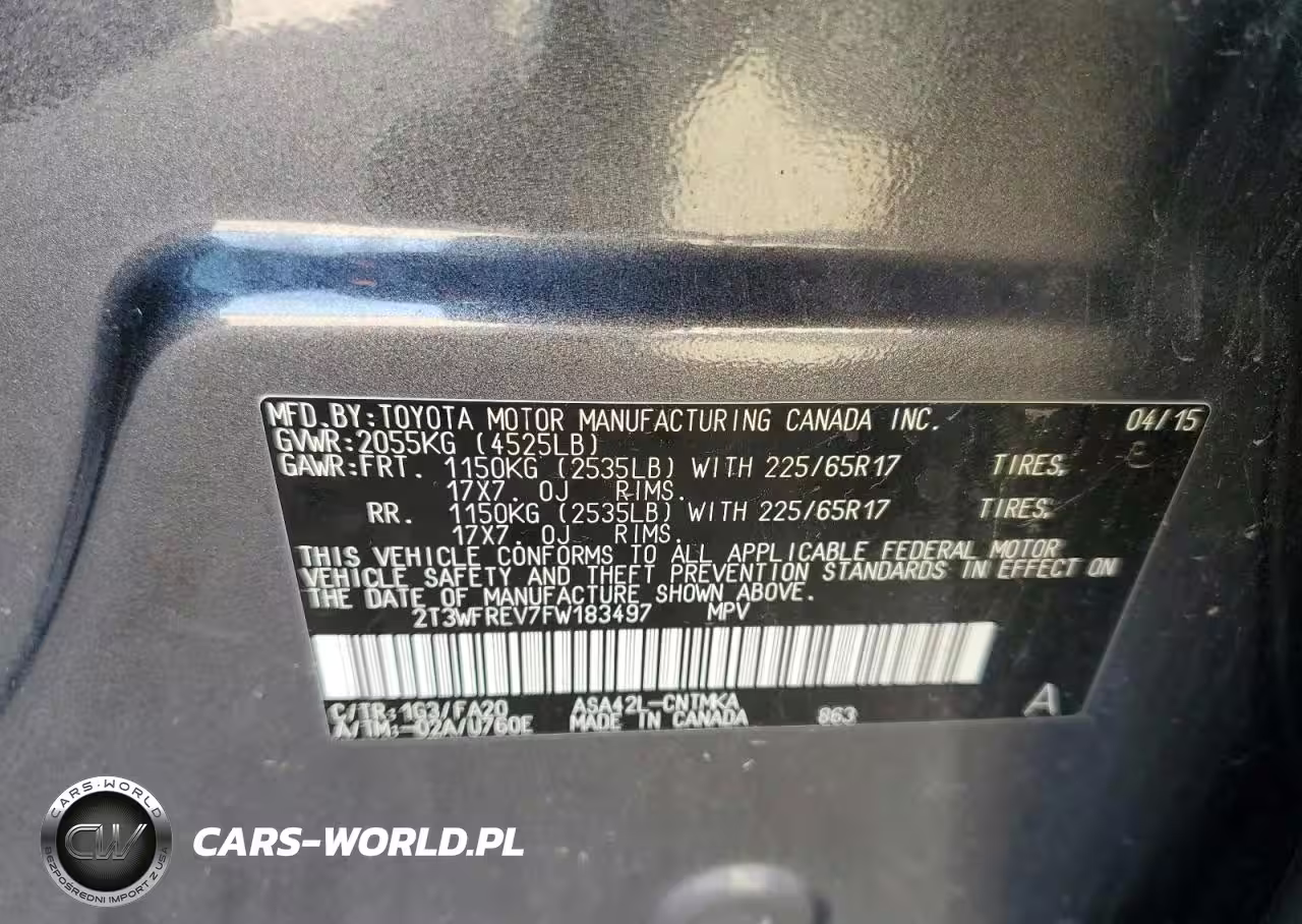 2015 Toyota Rav4 Xle VIN:2T3WFREV7FW183497 - 12