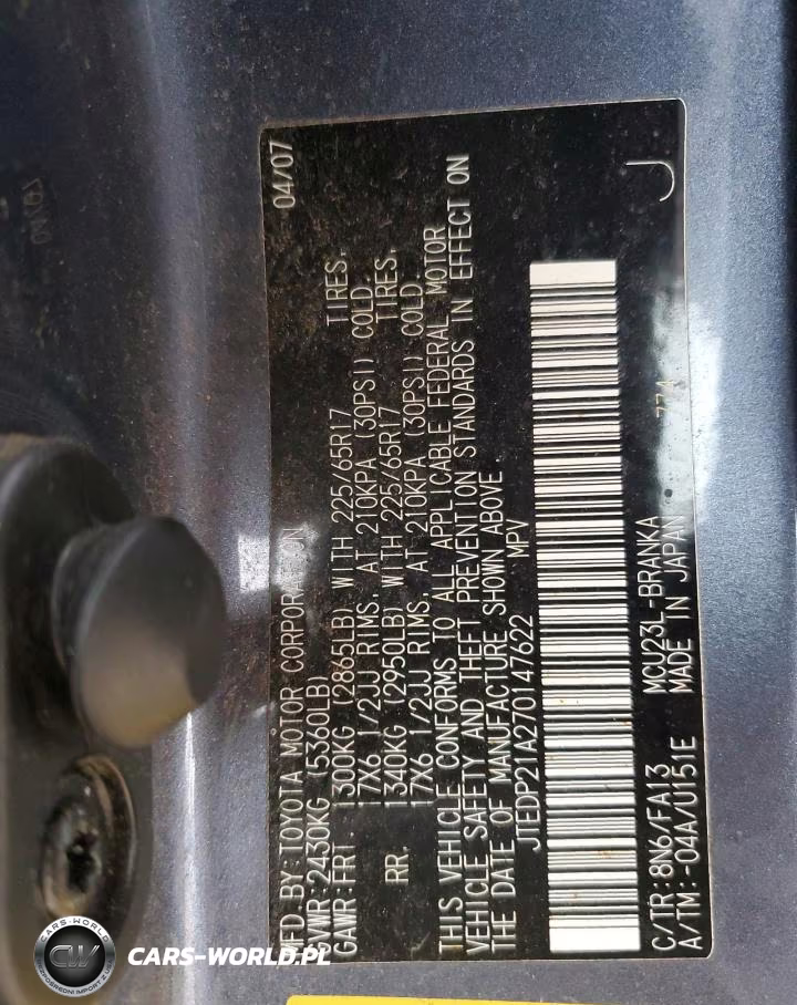 2007 Toyota Highlander Sport VIN:JTEDP21A270147622 - 13