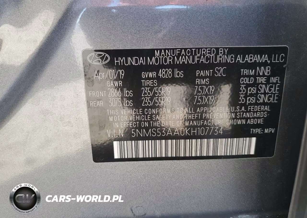 2019 Hyundai Santa Fe Ultimate 2.0T VIN:5NMS53AA0KH107734 - 13