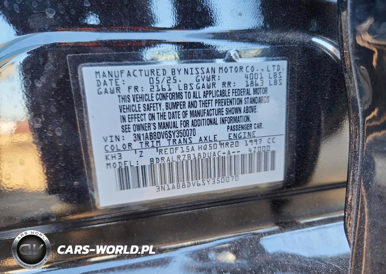2025 Nissan Sentra Sr VIN:3N1AB8DV6SY350070 - 12