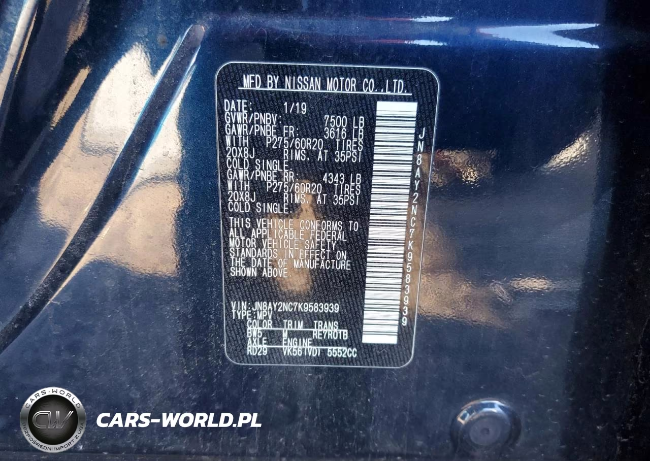 2019 Nissan Armada Sv VIN:JN8AY2NC7K9583939 - 14
