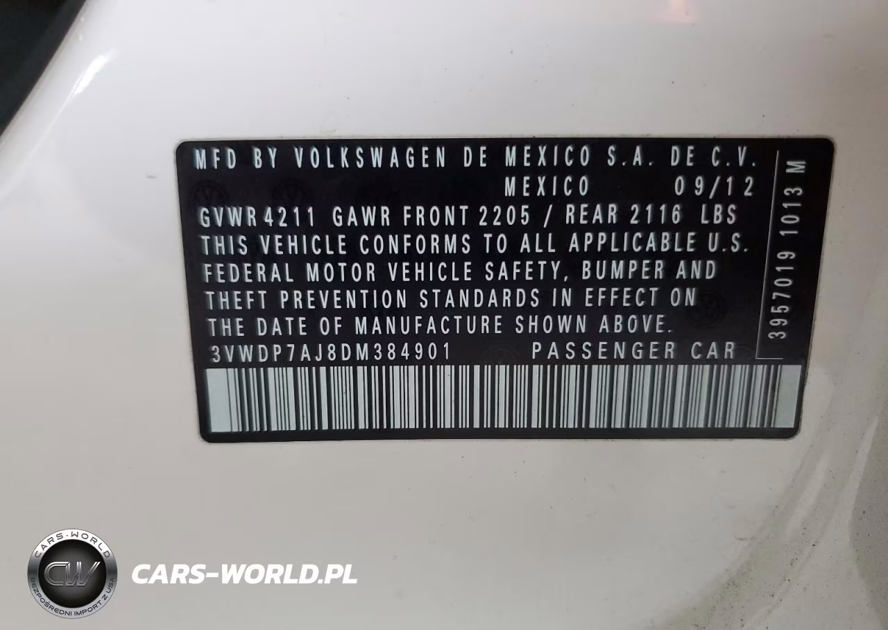2013 Volkswagen Jetta Se VIN:3VWDP7AJ8DM384901 - 12