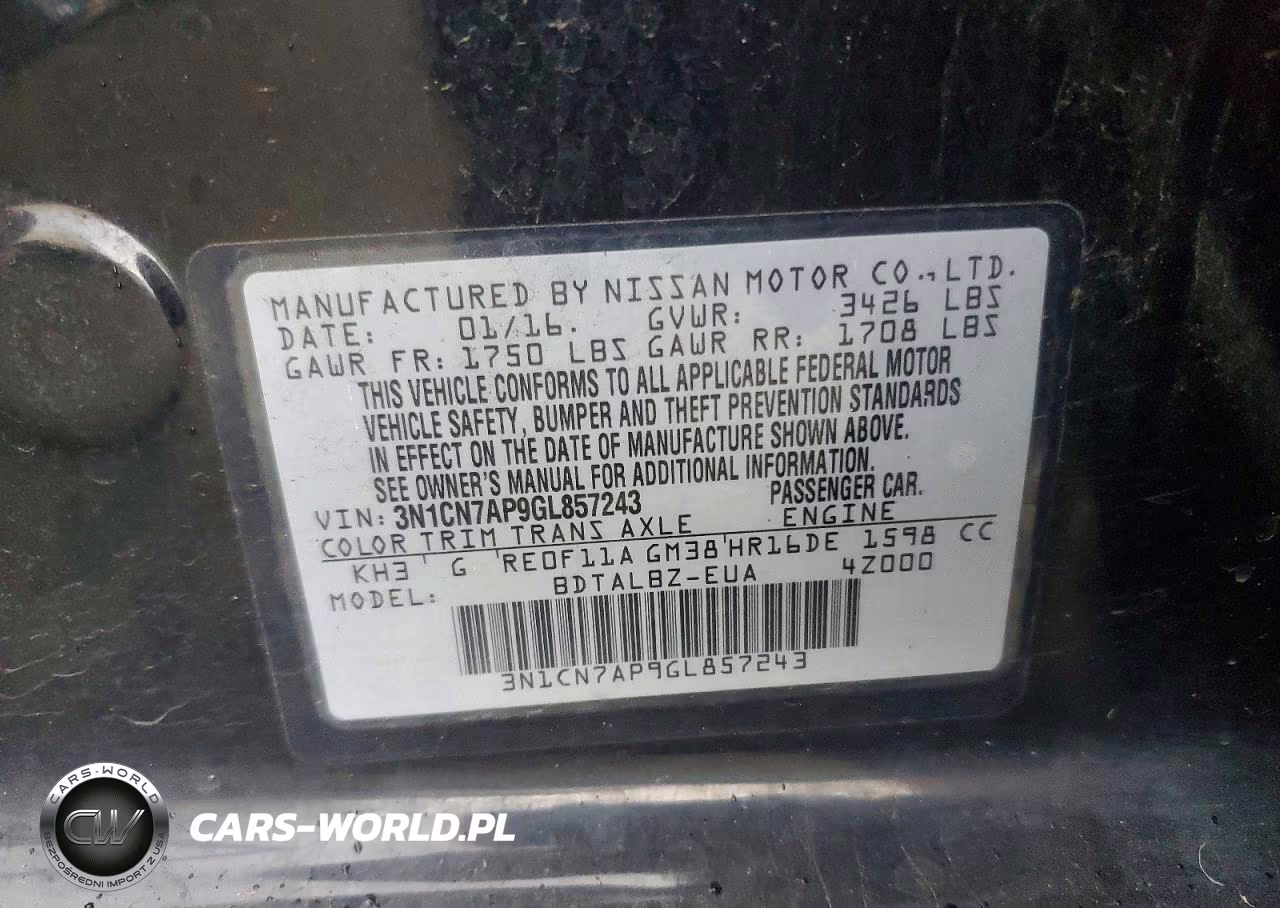 2016 Nissan Versa S VIN:3N1CN7AP9GL857243 - 12