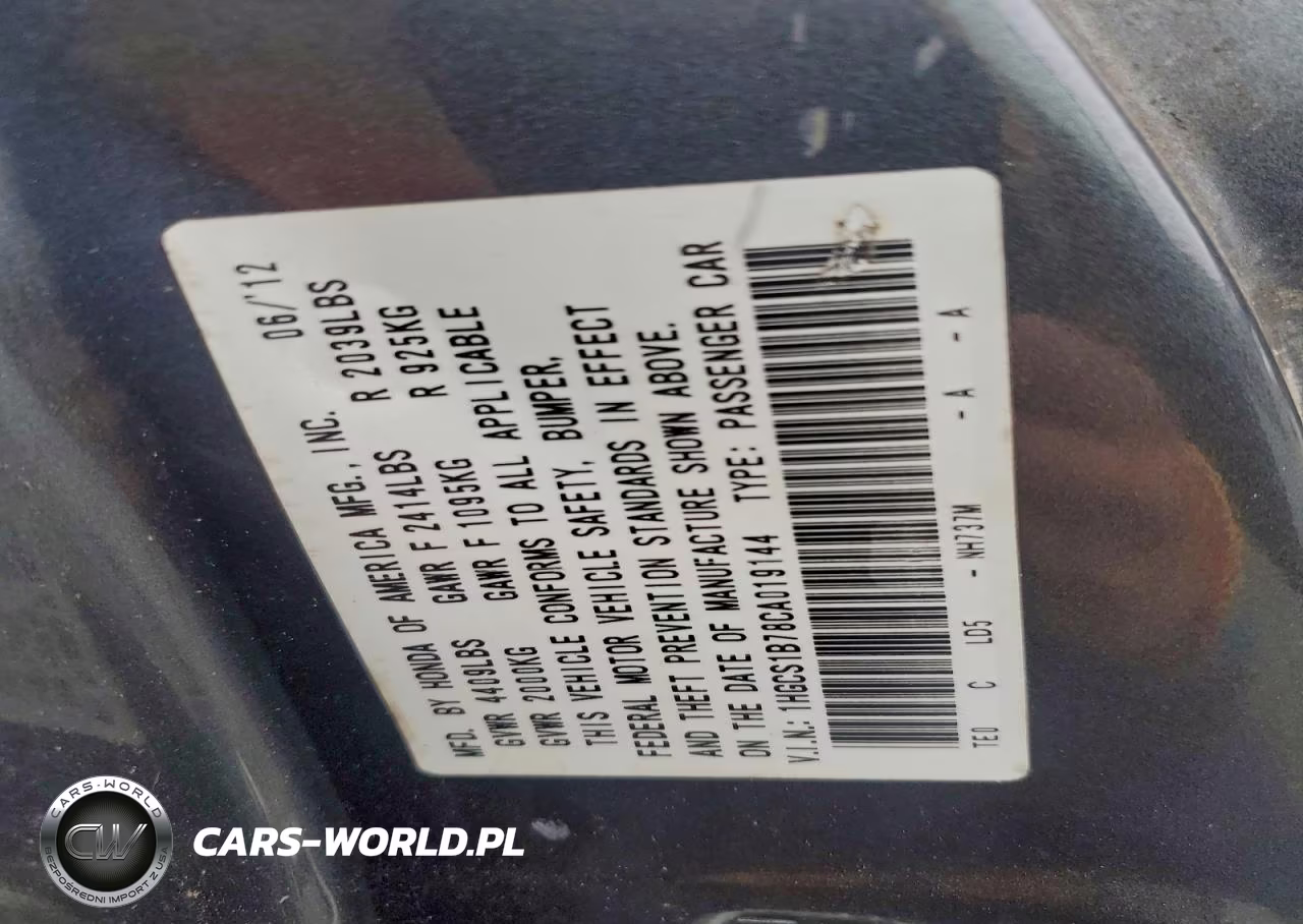 2012 Honda Accord Ex VIN:1HGCS1B78CA019144 - 12