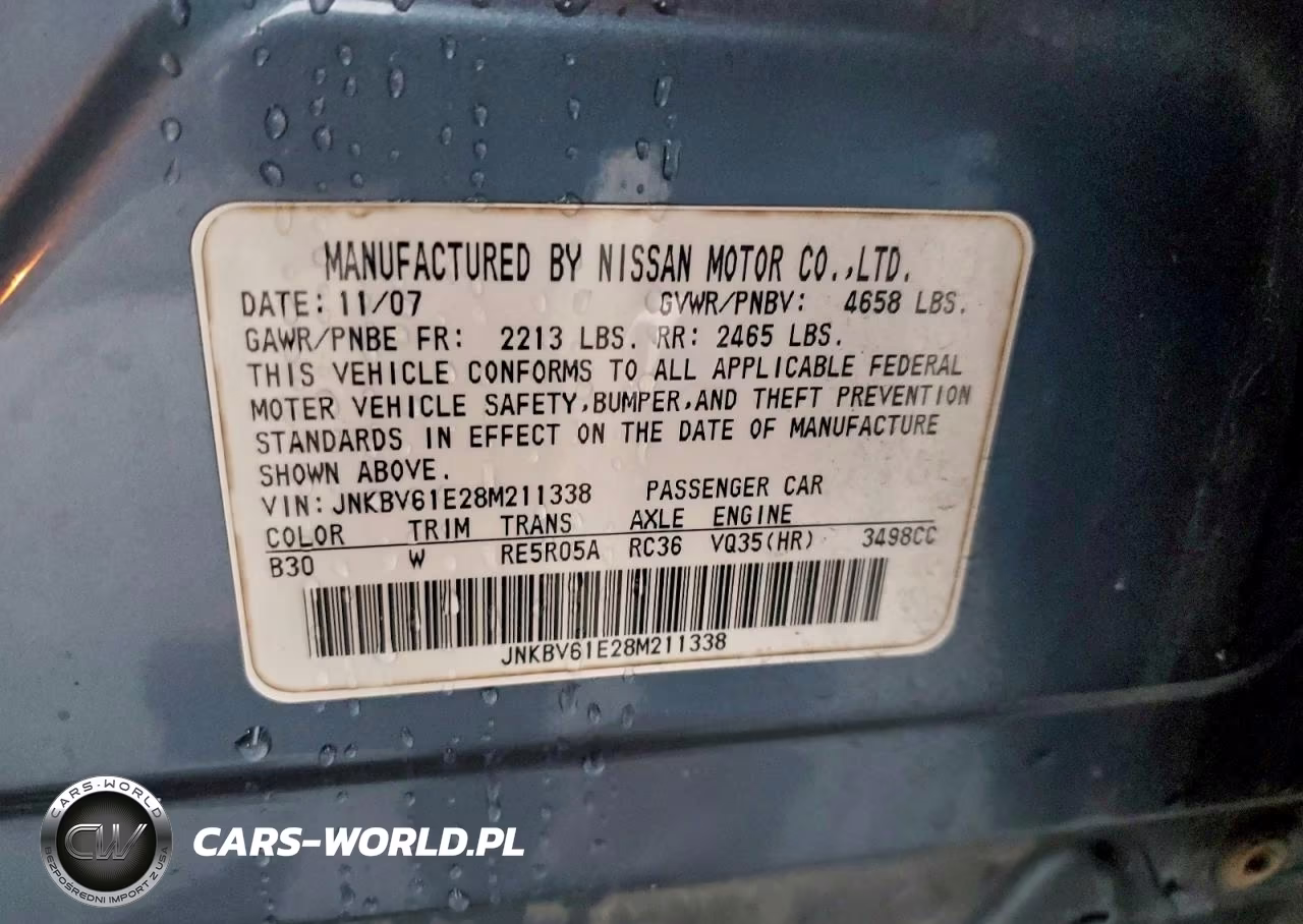 2008 Infiniti G35 VIN:JNKBV61E28M211338 - 12