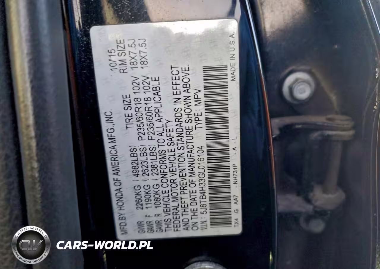2016 Acura Rdx VIN:5J8TB4H33GL016104 - 13