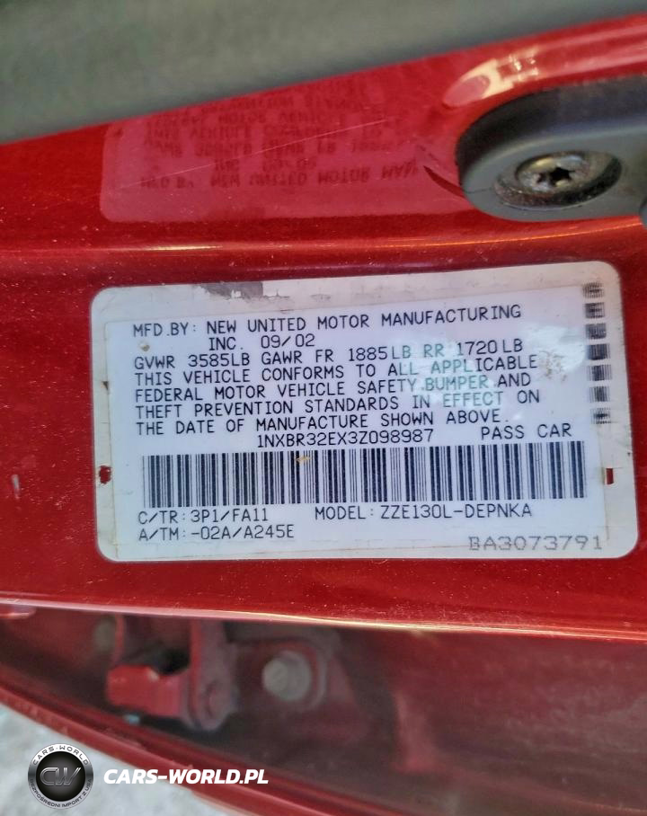 2003 Toyota Corolla VIN:1NXBR32EX3Z098987 - 12