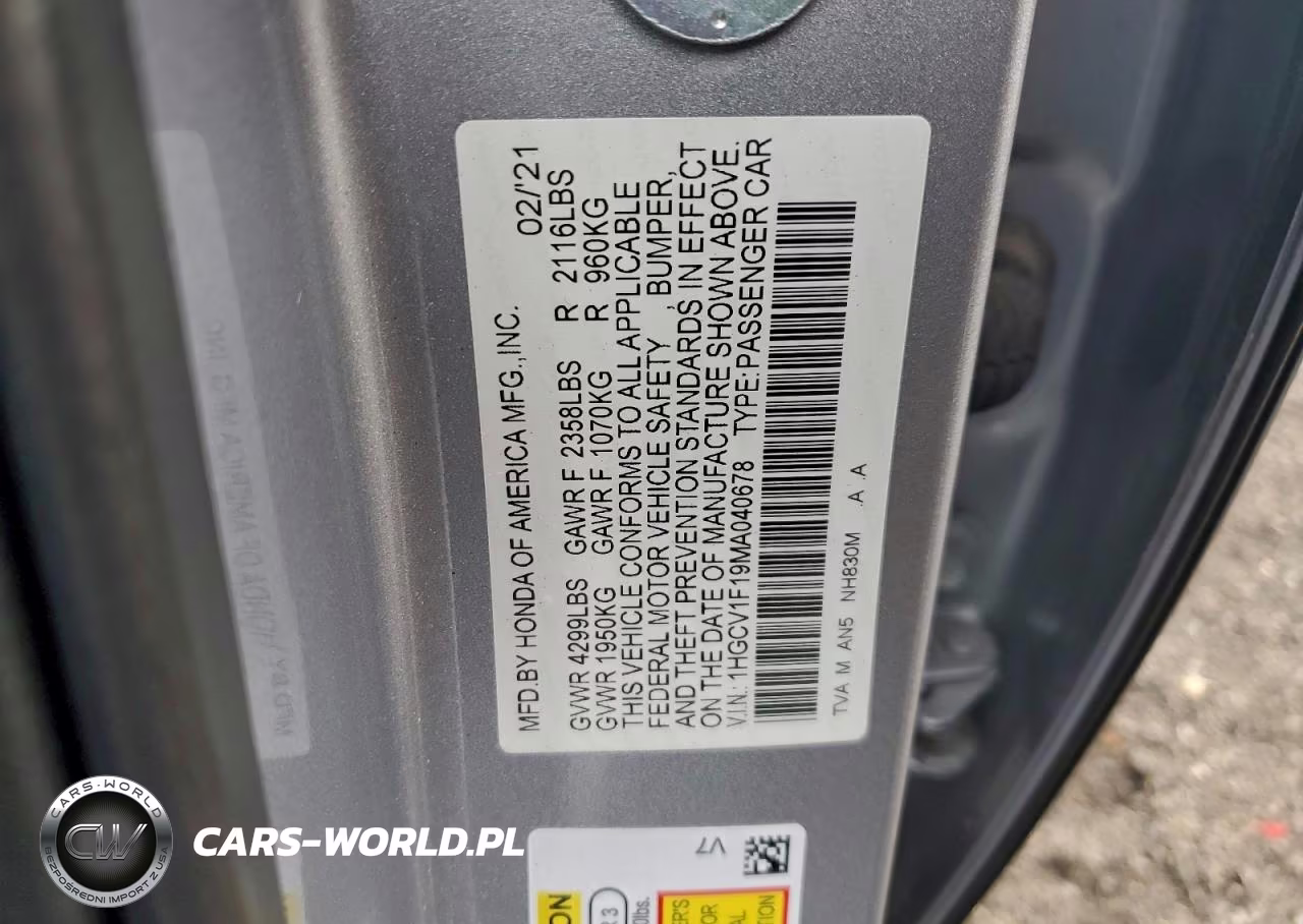 2021 Honda Accord Lx VIN:1HGCV1F19MA040678 - 12