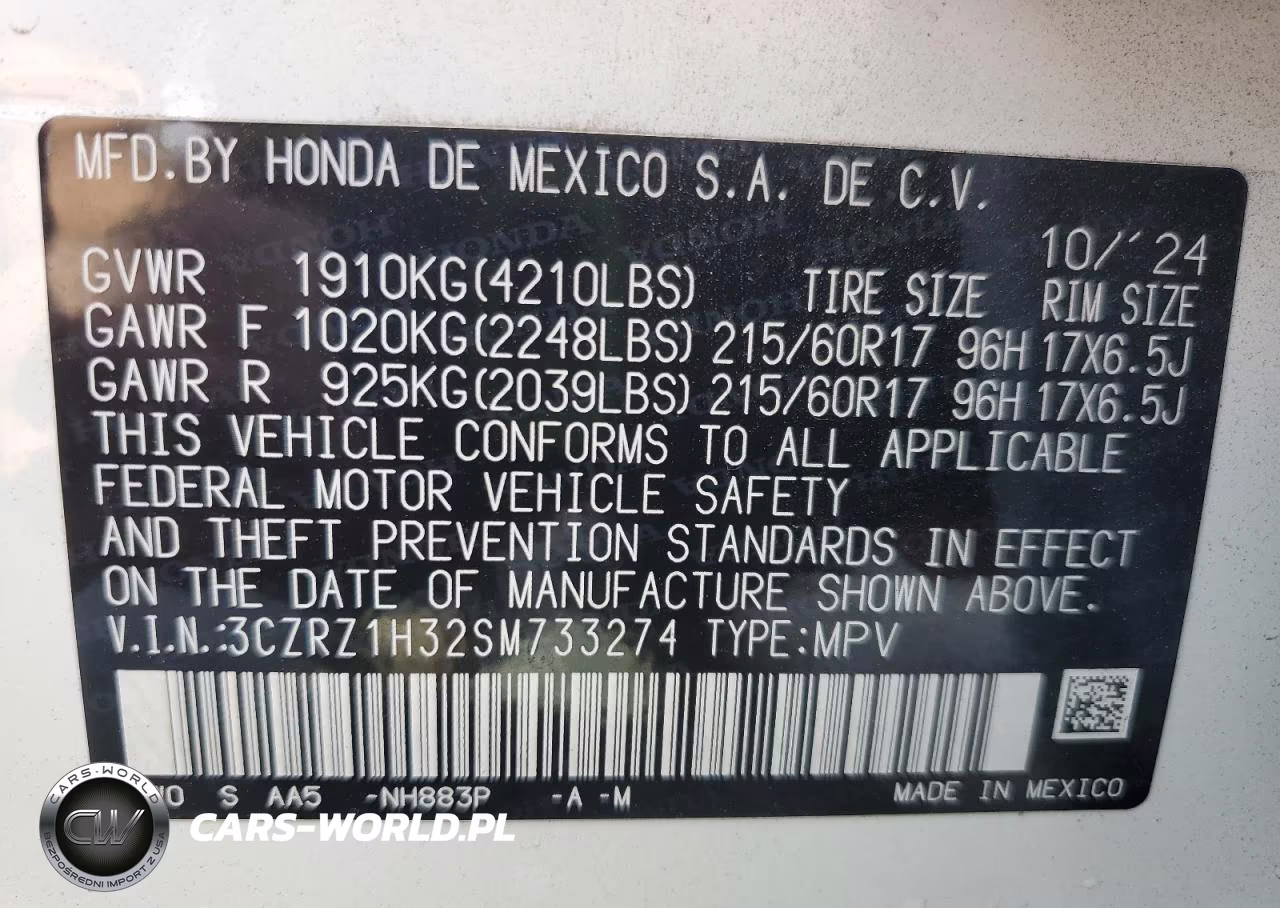 2025 Honda Hr-V Lx VIN:3CZRZ1H32SM733274 - 13